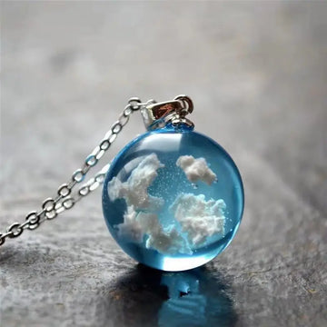 Resin Ball Moon Pendant Necklace