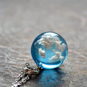 Resin Ball Moon Pendant Necklace