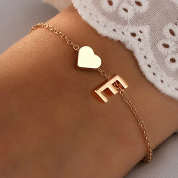 Initial Letter Heart Bracelet