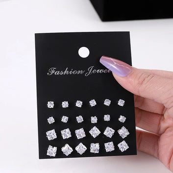 White Shiny Stud Earrings