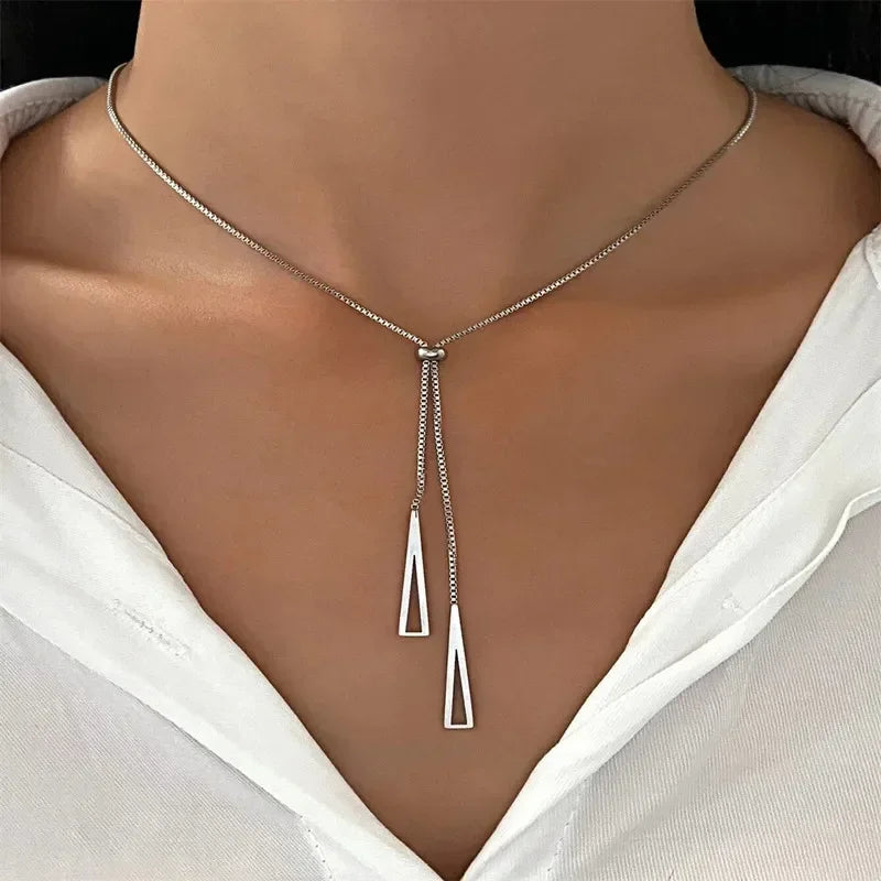 Silver Triangle Pendant Necklace