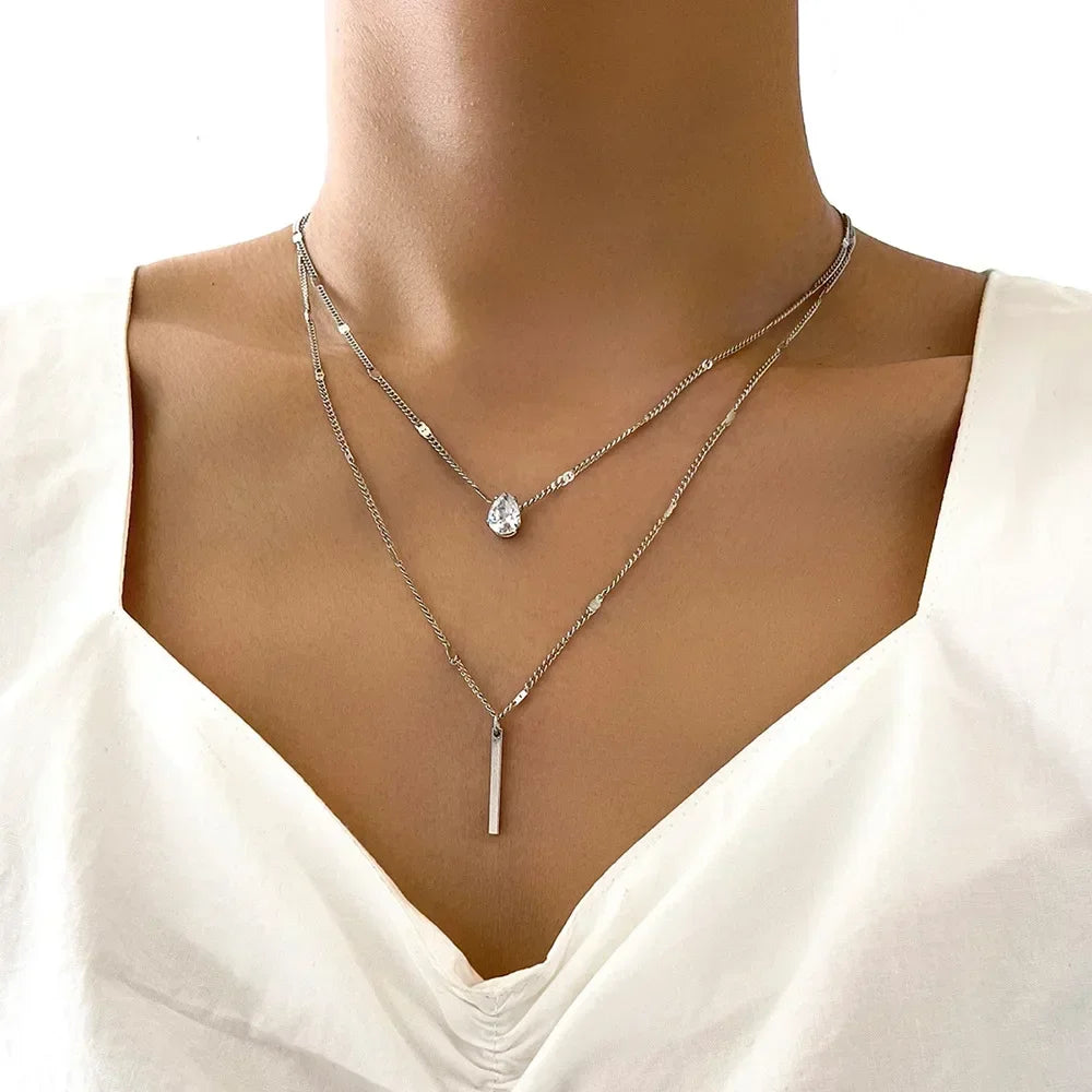 Double Layer Star Moon Necklace